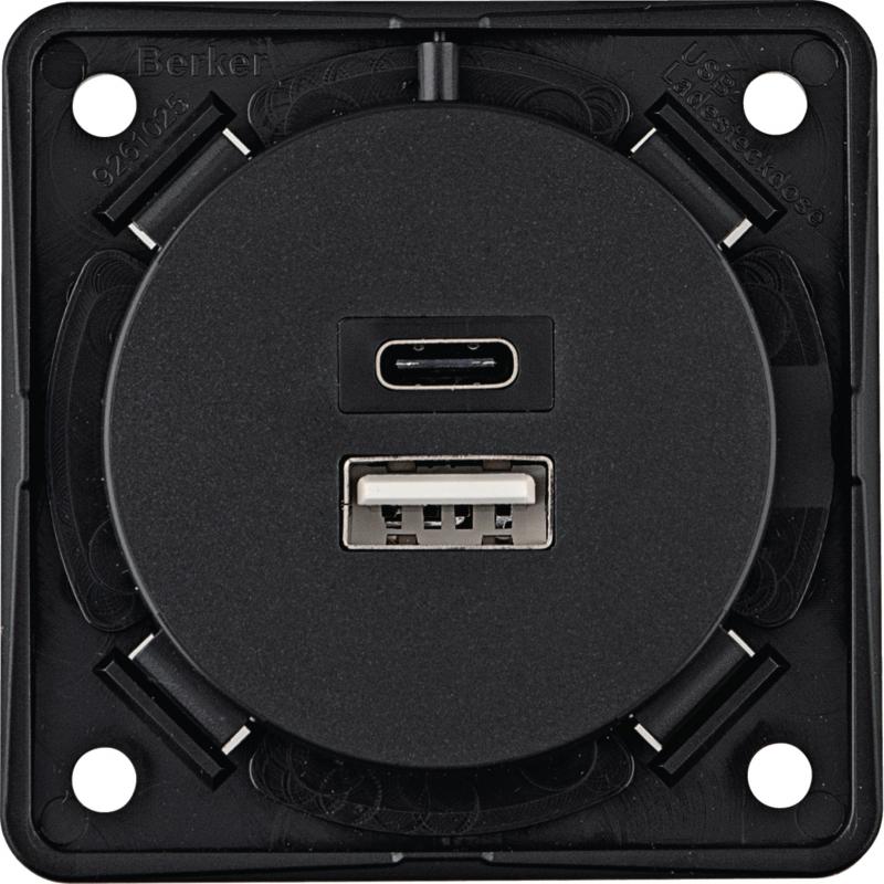 Berker 926202505 USB Ladesteckdose, Ladedose 230 V, 2fach, 3A, A+C, Integro, ant