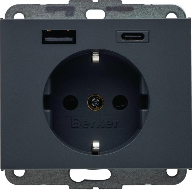 Berker 48147006 Steckdose SCHUKO/USB AC 20W PD Kx ant mt