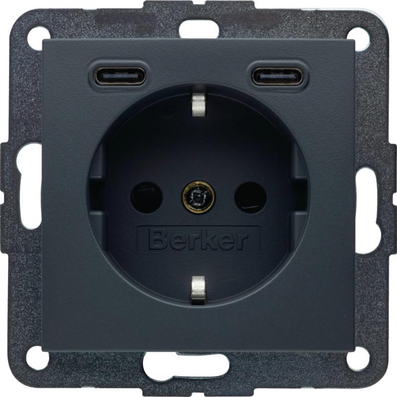 Berker 48151606 Steckdose SCHUKO/USB CC 20W PD B3 ant mt