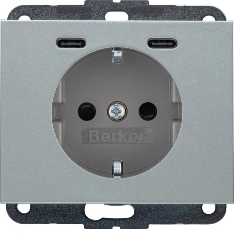 Berker 48157003 Steckdose SCHUKO/USB CC 20W PD Kx alu mt