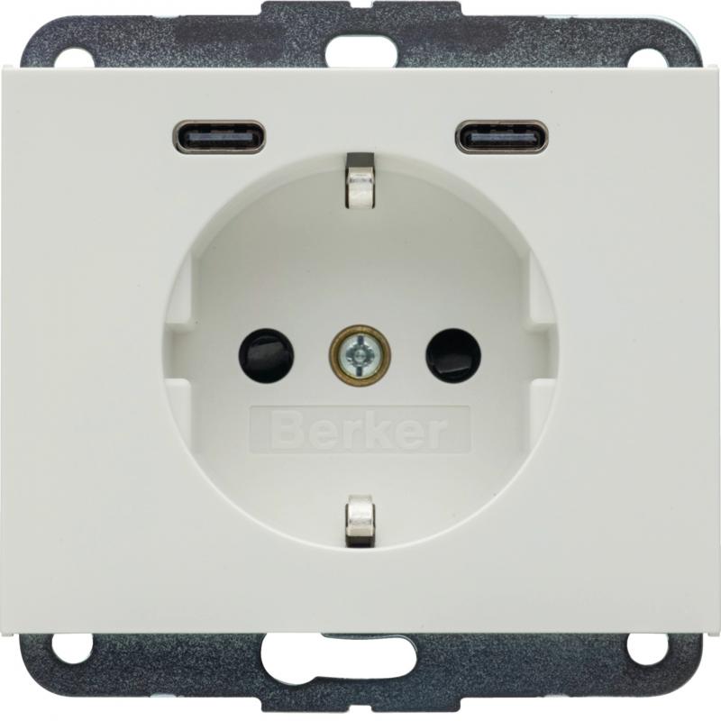 Berker 48157009 Steckdose SCHUKO/USB CC 20W PD Kx pw gl