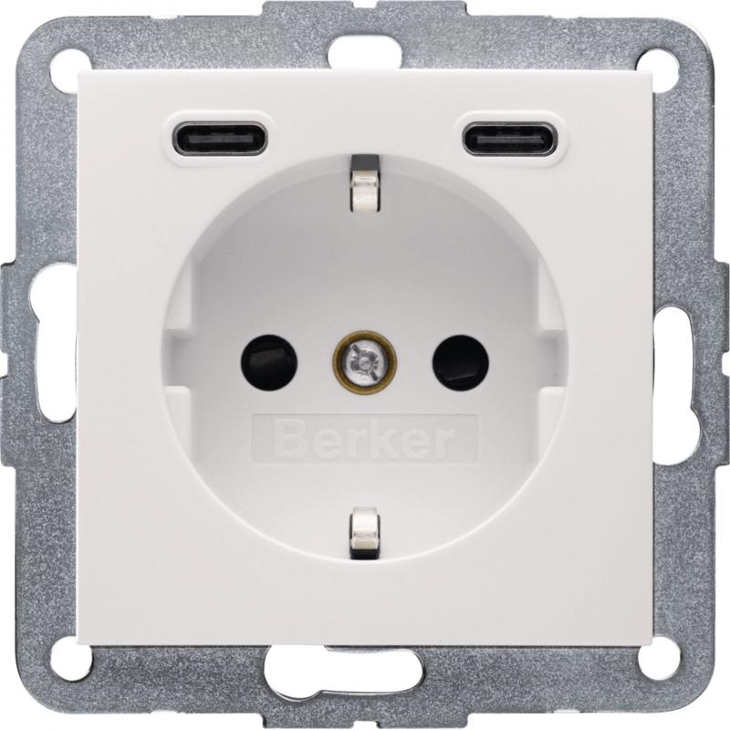 Berker 48158982 Steckdose SCHUKO/USB CC 20W PD S1 wß gl