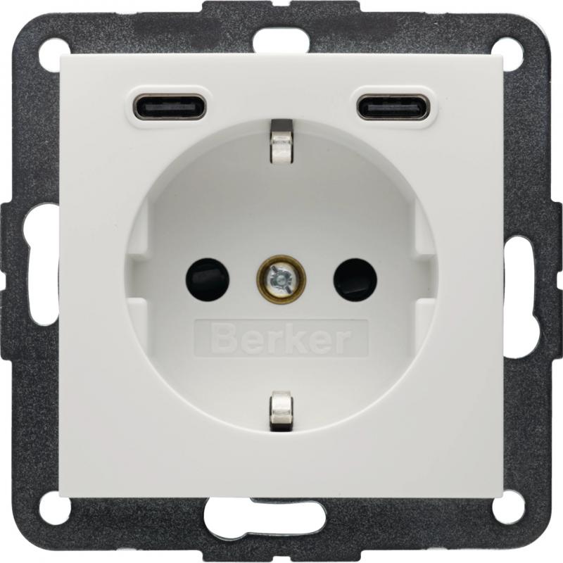 Berker 48158989 Steckdose SCHUKO/USB CC 20W PD S1 pw gl