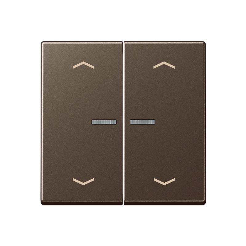 JUNG HOME Taster 2fach mit Pfeilsymbolen und Lichtleiter, Serie A, mokka, Bluetooth Mesh