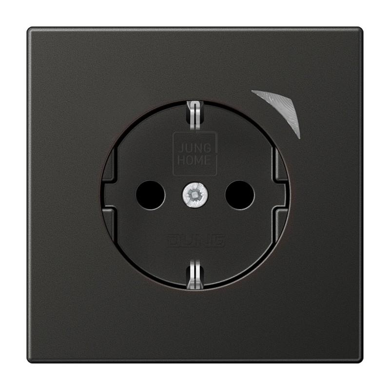 JUNG HOME SCHUKO Steckdose Energy 16 A mit Berührungsschutz und Energiemessung, Serie LS, anthrazit, Bluetooth Mesh