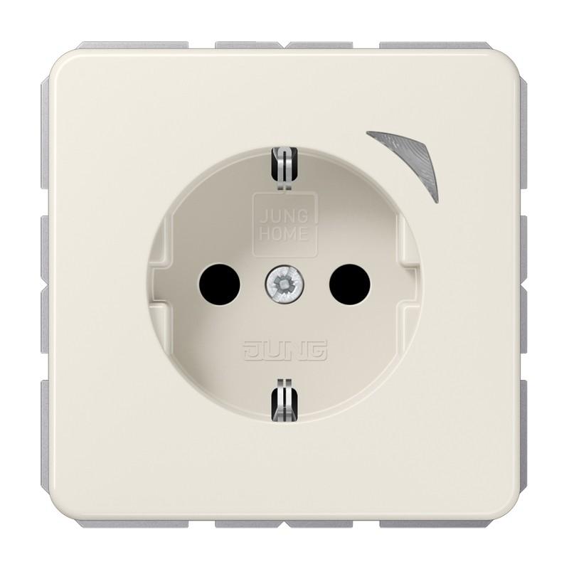 JUNG HOME SCHUKO Steckdose Energy 16 A mit Berührungsschutz und Energiemessung, Serie CD, weiß (ivory), Bluetooth Mesh