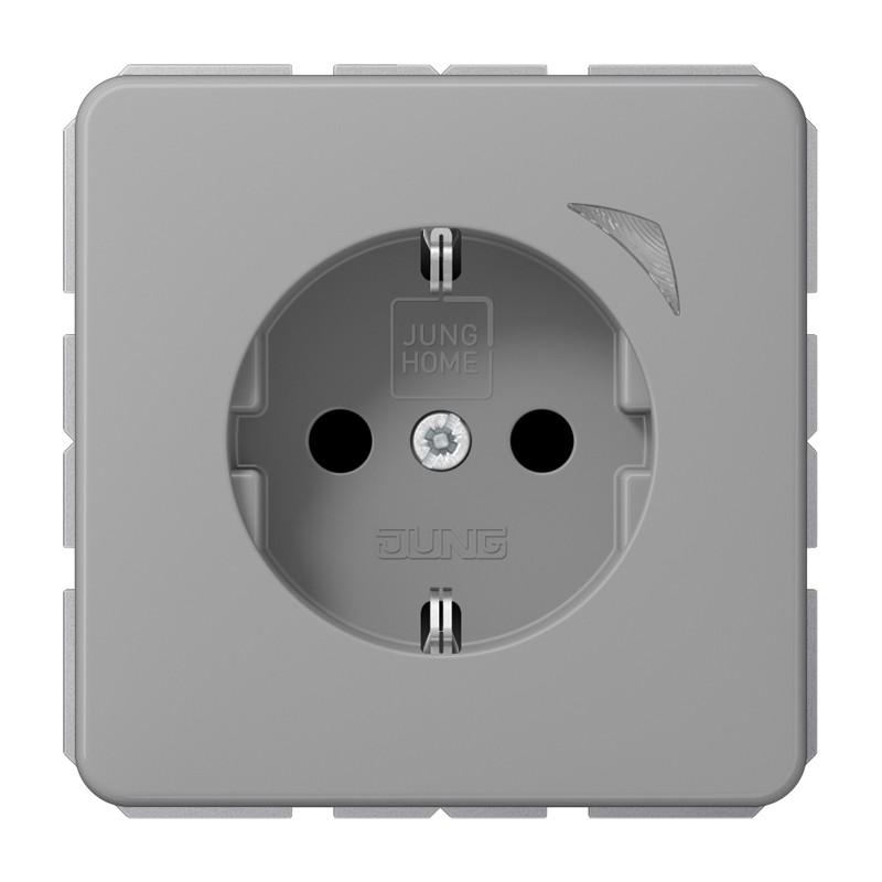 JUNG HOME Smart SCHUKO Steckdose Energy 16 A 250 V, Leistungs- und Energiemessung, Bluetooth Mesh, Serie CD, grau, BT CD 1521 SE GR