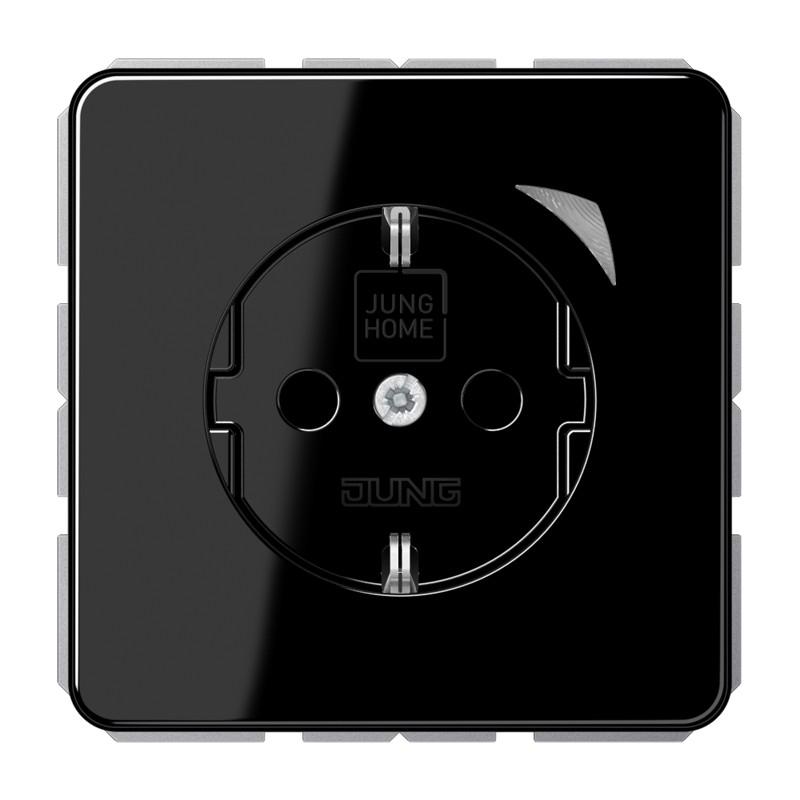 JUNG HOME Smart SCHUKO Steckdose Energy 16 A 250 V, Leistungs- und Energiemessung, Bluetooth Mesh, Serie CD, schwarz, BT CD 1521 SE SW