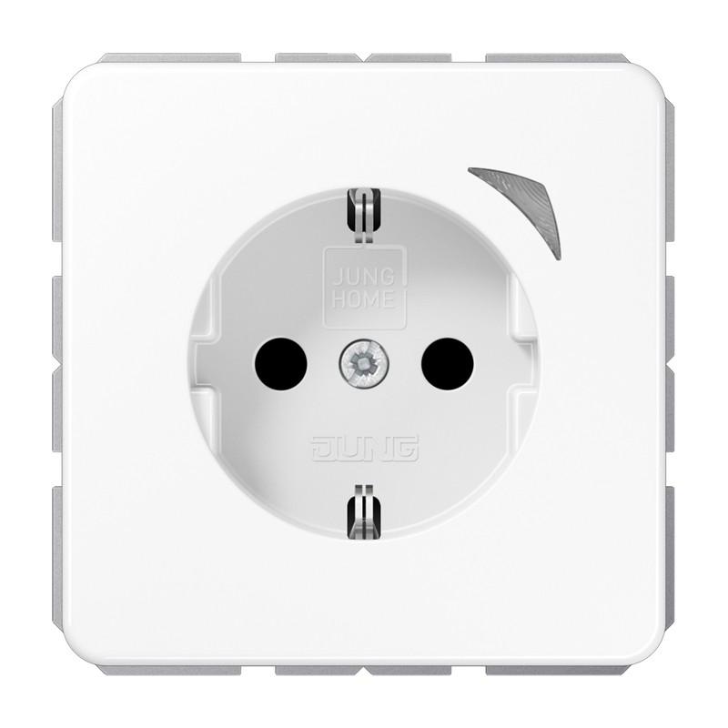 JUNG HOME SCHUKO Steckdose Energy 16 A mit Berührungsschutz und Energiemessung, Serie CD, alpinweiß, Bluetooth Mesh