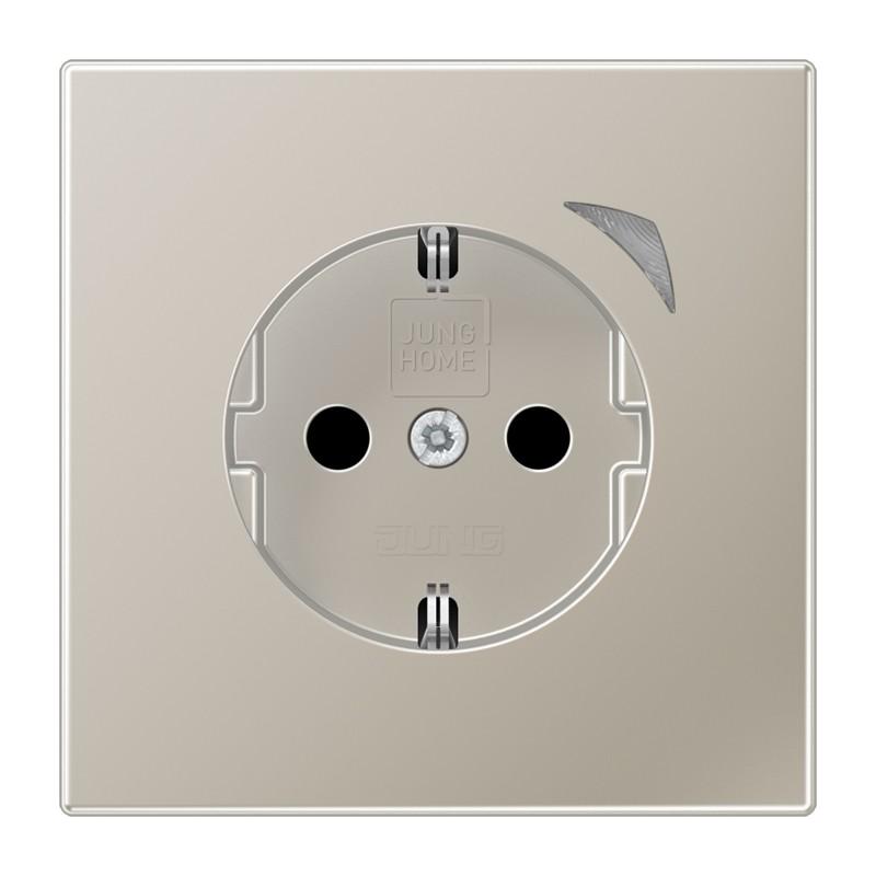 JUNG HOME Smart SCHUKO Steckdose 16 A 250 V, Safety Plus, Bluetooth Mesh, Edelstahl, BT ES 1521 S-L