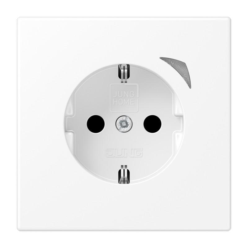 JUNG HOME SCHUKO Steckdose 16 A mit Berührungsschutz und Funktionsanzeige, Serie LS, schneeweiß matt, Bluetooth Mesh