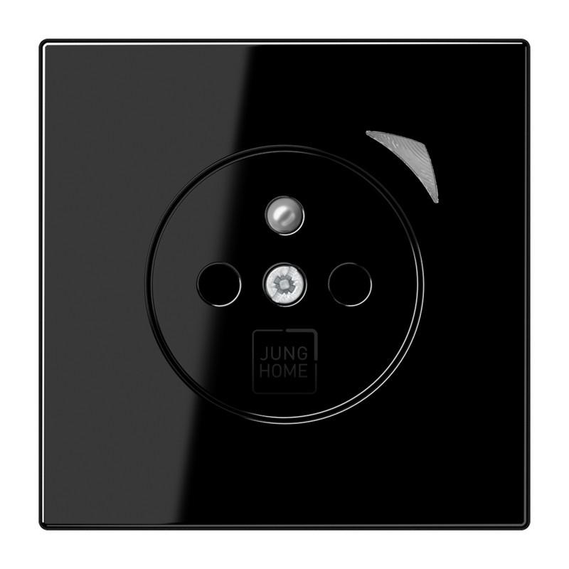 JUNG HOME Smart Steckdose 16 A 250 V, Bluetooth Mesh, Funktionsanzeige, Safety Plus, Serie LS, schwarz, BT LS 1521 F S SW  - Französisch/Belgisch