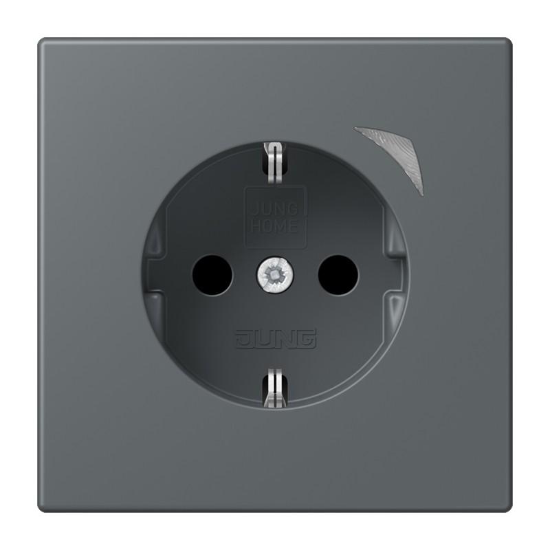 JUNG HOME Smart SCHUKO Steckdose 16 A 250 V, Bluetooth Mesh, Funktionsanzeige, Safety Plus, Serie LS, gris foncé 31, BT LC 1521 S 202