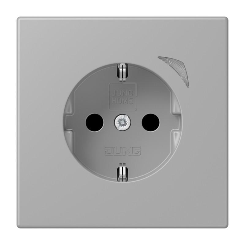 JUNG HOME Smart SCHUKO Steckdose 16 A 250 V, Bluetooth Mesh, Funktionsanzeige, Safety Plus, Serie LS, gris moyen 31, BT LC 1521 S 204