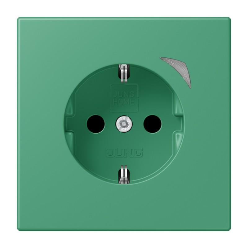 JUNG HOME SCHUKO Steckdose Energy 16 A mit Berührungsschutz und Energiemessung, Serie LS, vert 59, Bluetooth Mesh