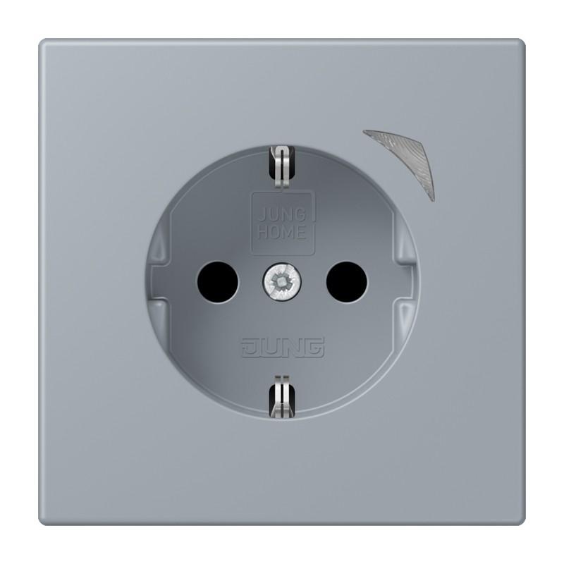 JUNG HOME Smart SCHUKO Steckdose Energy 16 A 250 V, Leistungs- und Energiemessung, Bluetooth Mesh, Safety Plus, Serie LS, gris clair 59, BT LC 1521 SE 257