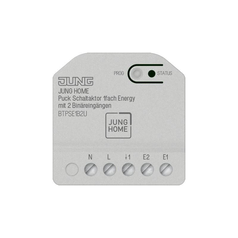 JUNG HOME Puck Schaltaktor 1fach Energy mit 2 Binäreingängen BT P SE1 B2 U