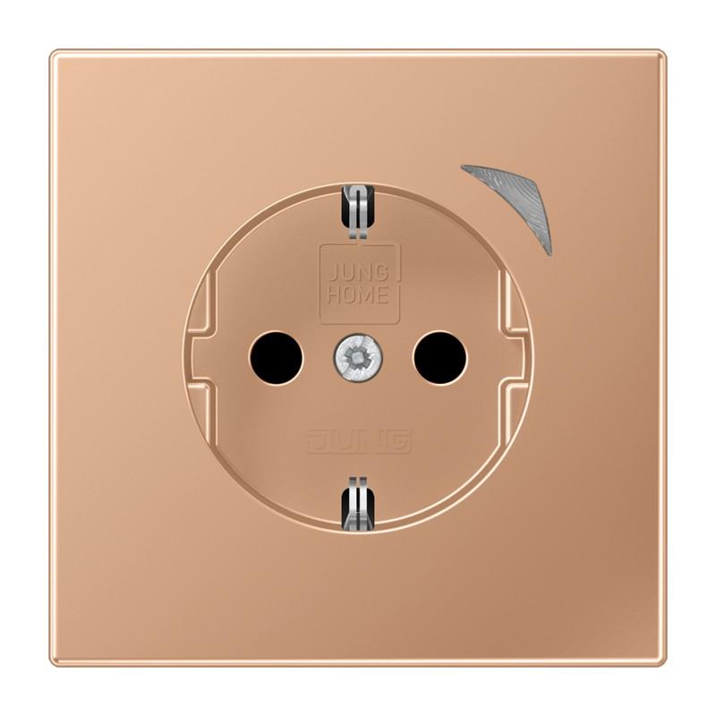 JUNG HOME SCHUKO Steckdose Energy 16 A mit Berührungsschutz und Energiemessung, Serie LS, Bronze gebürstet, Bluetooth Mesh