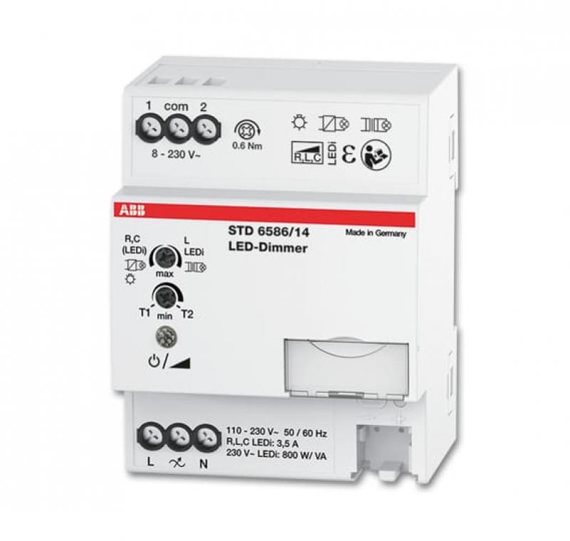 ABB STD 6586/14 LED-Dimmer DIN-Rail 800VA, Phasenan/-abschnittssteuerung, 4TE 110-250 VAC, Geräuscharm