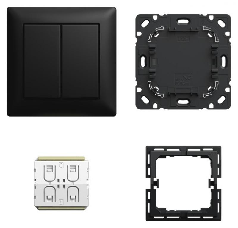 Busch-Jaeger 6716 UJ-915 Smart Switch Komplettset 4-fach Funk Zigbee schwarz matt Busch-balance® SI 2CKA006710A0054
