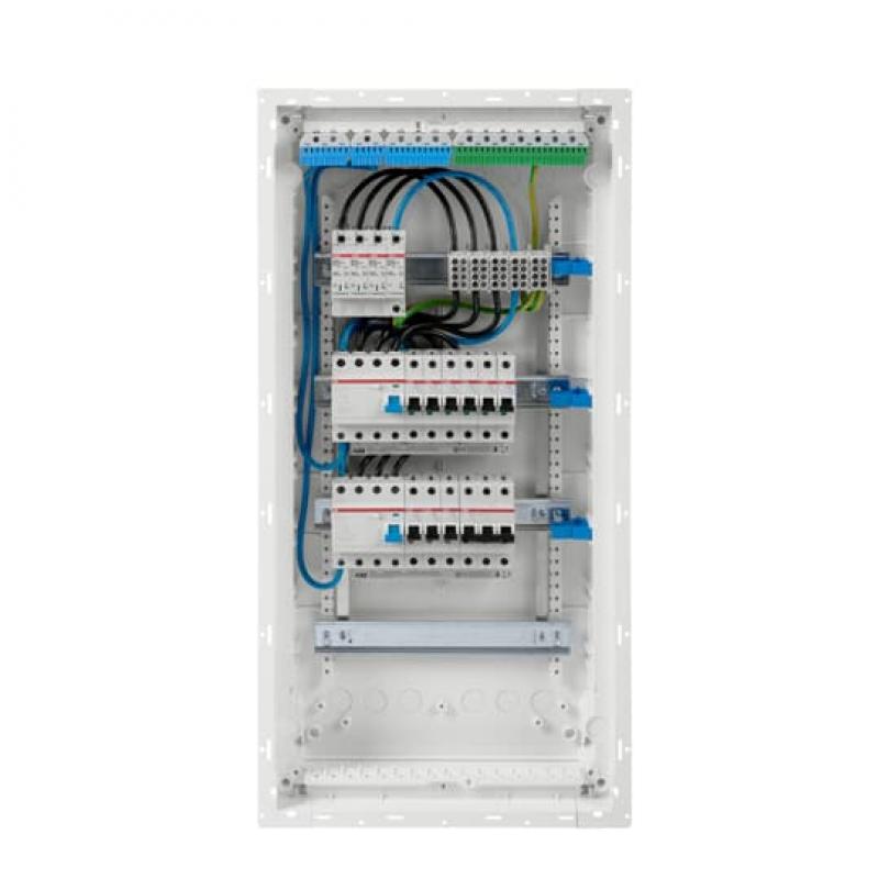 ABB STRIEBEL & JOHN UKB4DOK10D UK-Komplettverteiler mit SPD T2, HLAK, 2xFI 40/0,03A, 9xLS B16, 3p LS B20 4-reihig