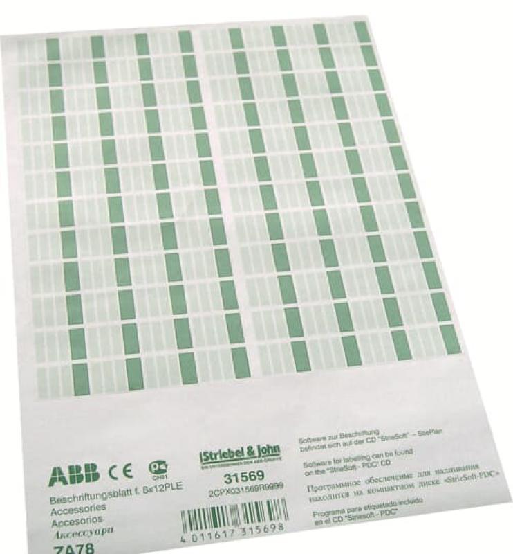 ABB STRIEBEL & JOHN ZA78 Beschriftungsblatt für 8x12 PLE, Zubehör