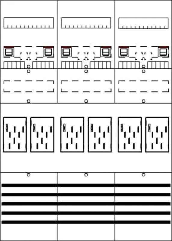 ABB STRIEBEL & JOHN BF37T6 Zählerfeld 7RE 6Z, vorverdrahtet mit BKE-I, Netzsystem TN-S 5-polig