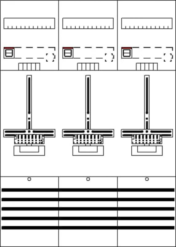 ABB STRIEBEL & JOHN DF37Q3 Zählerfeld 7RE 3Z, vorverdrahtet mit Zählerkreuz, Netzsystem TN-S 5-polig