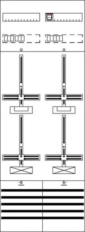 ABB STRIEBEL & JOHN DF29A2XXBM Zählerfeld 9RE 2ZM, vorverdrahtet mit Zählerkreuz 16mm², Netzsystem TN-S 5-polig