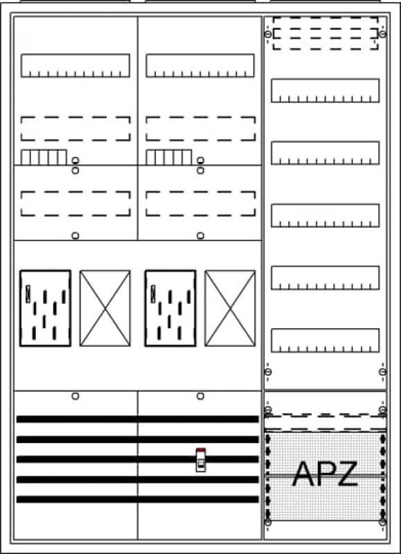 ABB STRIEBEL & JOHN BA37FG Komplettschrank, Aufputz, BKE-I, A37 2Z2R1V5A2, Schutzklasse II, Schutzart IP31