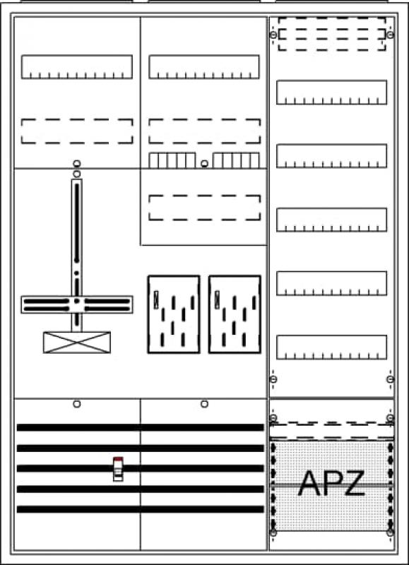 ABB STRIEBEL & JOHN BA37FN Komplettschrank, Aufputz, BKE-I, A37 2Z1S1V5A2, Schutzklasse II, Schutzart IP31