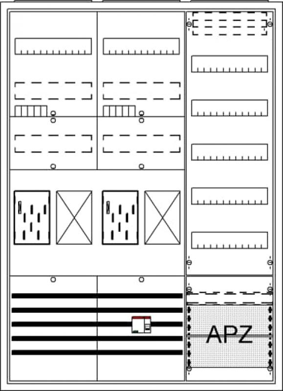 ABB STRIEBEL & JOHN BA37CGL Komplettschrank, Aufputz, BKE-I, A37 2Z2R1V5A2OVR Schutzklasse II, Schutzart IP31