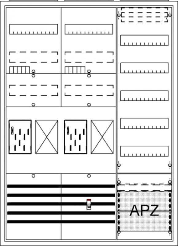 ABB STRIEBEL & JOHN BA37CG Komplettschrank, Aufputz, BKE-I, A37 2Z2R1V5A2, Schutzklasse II, Schutzart IP31