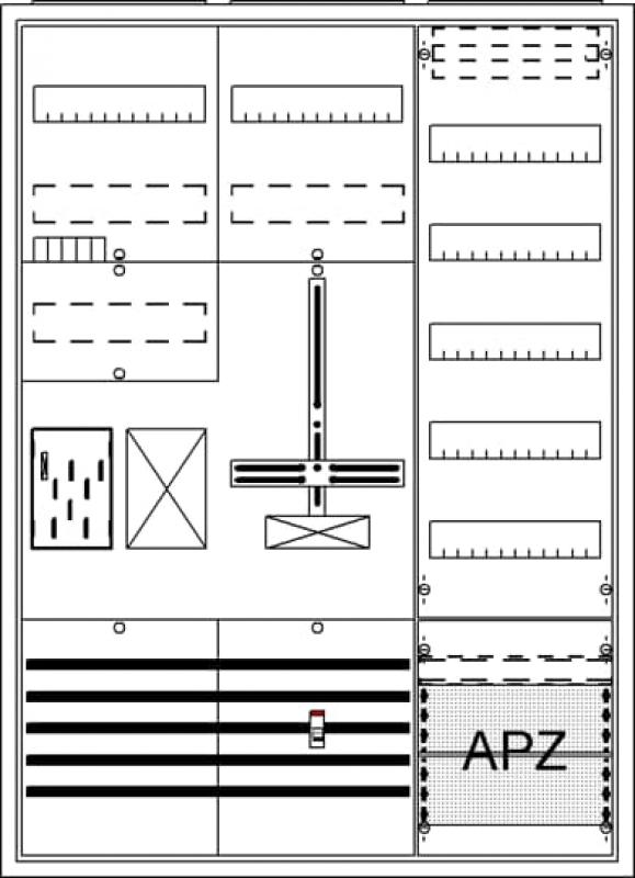 ABB STRIEBEL & JOHN BA37CC Komplettschrank, Aufputz, BKE-I, A37 1Z1R1S1V5A2 Schutzklasse II, Schutzart IP31