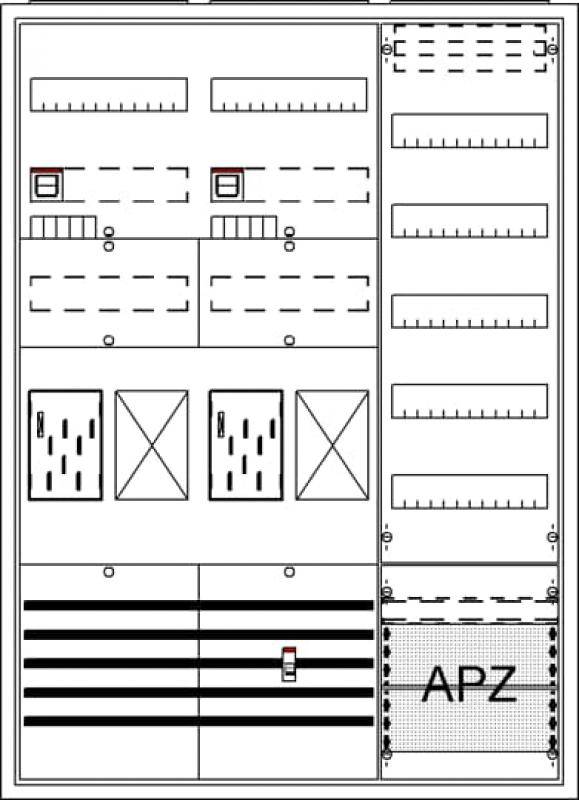 ABB STRIEBEL & JOHN BA37TG Komplettschrank, Aufputz, BKE-I, A37 2Z2R1V5A2, Schutzklasse II, Schutzart IP31