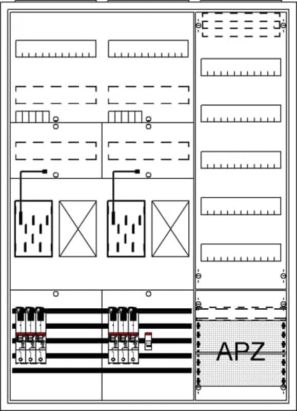 ABB STRIEBEL & JOHN BA37LG4 Komplettschrank, Aufputz, BKE-I, A37 2Z2R1V5A2, Schutzklasse II, Schutzart IP31