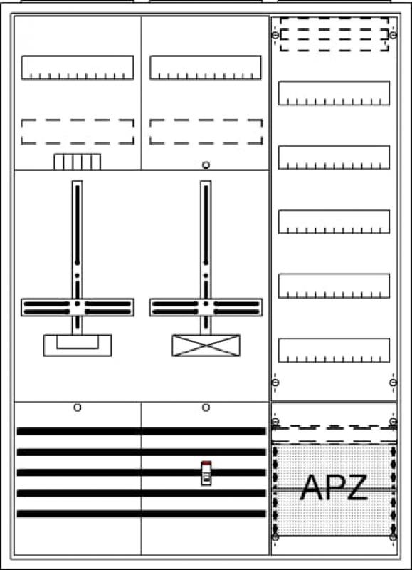 ABB STRIEBEL & JOHN DA37BC Komplettschrank, Aufputz, Dreipunkt, A37 1Z1S1V5A2 Schutzklasse II, Schutzart IP31