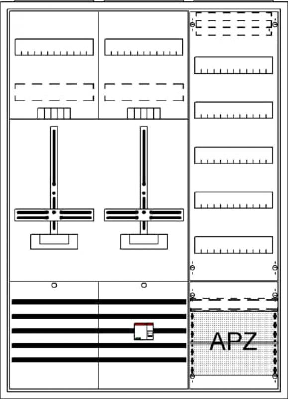 ABB STRIEBEL & JOHN DA37BGL Komplettschrank, Aufputz, Dreipunkt, A37 2Z1V5A2OVR Schutzklasse II, Schutzart IP31
