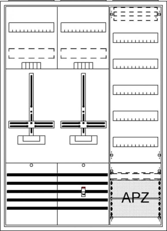 ABB STRIEBEL & JOHN DA37BG Komplettschrank, Aufputz, Dreipunkt, A37 2Z1V5A2 Schutzklasse II, Schutzart IP31
