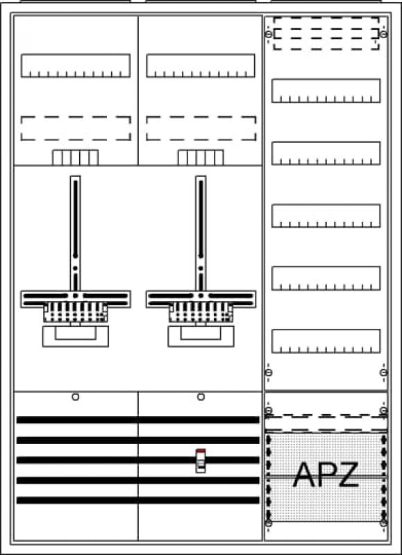 ABB STRIEBEL & JOHN DA37PG Komplettschrank, Aufputz, Dreipunkt, A37 2Z1V5A2 Schutzklasse II, Schutzart IP31