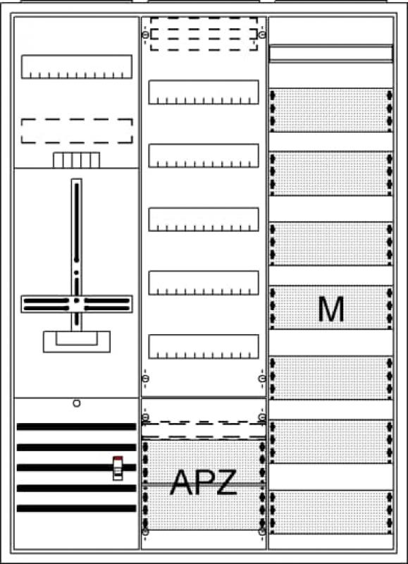 ABB STRIEBEL & JOHN DA37GD Komplettschrank, Aufputz, Dreipunkt, A37 1Z1V7M1A2 Schutzklasse II, Schutzart IP31