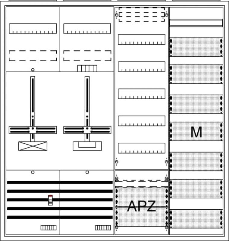 ABB STRIEBEL & JOHN DA47GE Komplettschrank, Aufputz, Dreipunkt, A47 1Z1S1V7M1A2 Schutzklasse II, Schutzart IP31