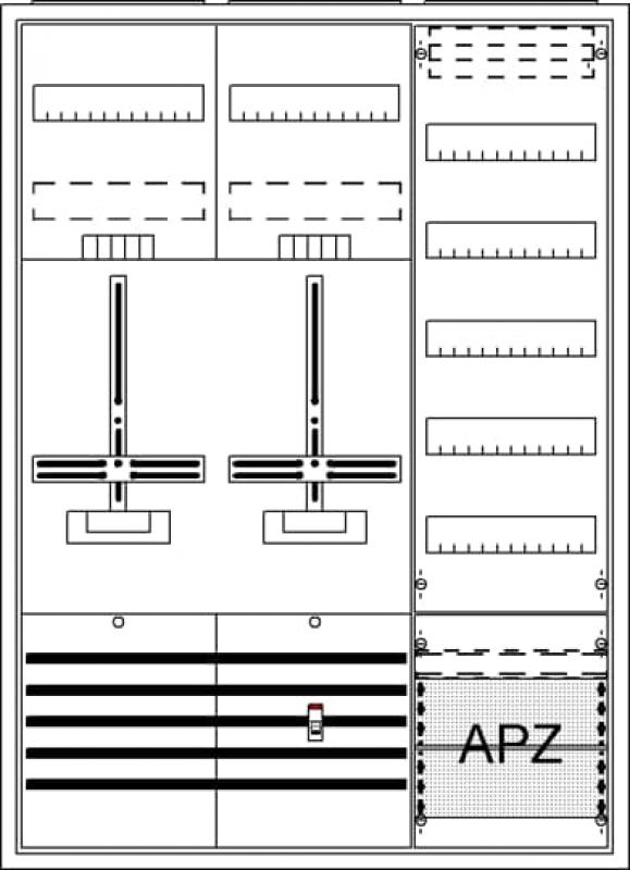 ABB STRIEBEL & JOHN DA37GG Komplettschrank, Aufputz, Dreipunkt, A37 2Z1V5A2 Schutzklasse II, Schutzart IP31
