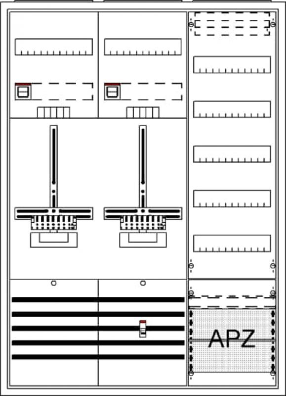ABB STRIEBEL & JOHN DA37QG Komplettschrank, Aufputz, Dreipunkt, A37 2Z1V5A2 Schutzklasse II, Schutzart IP31