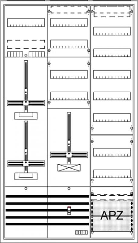 ABB STRIEBEL & JOHN DA39CY Komplettschrank, Aufputz, Dreipunkt, A39 2Z1S+2RE1V7A2 Schutzklasse II, Schutzart IP31
