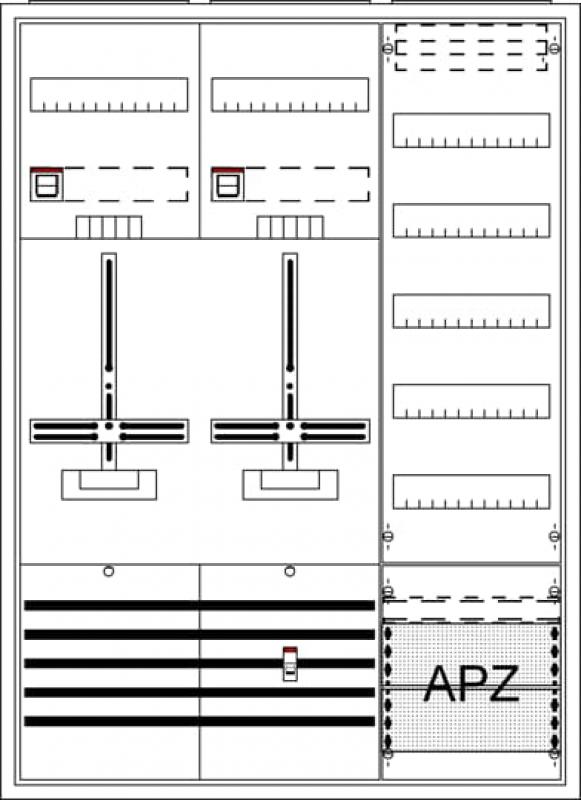 ABB STRIEBEL & JOHN DA37TG Komplettschrank, Aufputz, Dreipunkt, A37 2Z, Schutzklasse II, Schutzart IP31