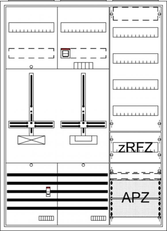 ABB STRIEBEL & JOHN DA37GCE Komplettschrank, Dreipunkt, A37 1Z1S1V4A2z 16Q, Schutzklasse II, Schutzart IP31