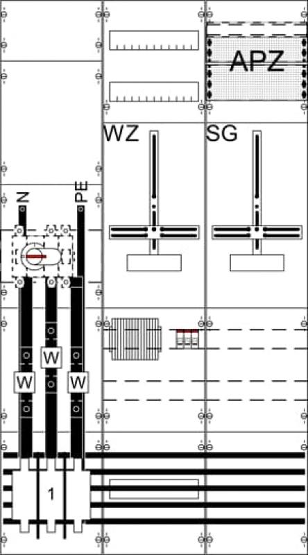 ABB STRIEBEL & JOHN WF39KK41 9RE 3FB, Komplettfeld nach VDE-AR-N 4100:2026-04, In 200 A, Dreipunktbefestigung