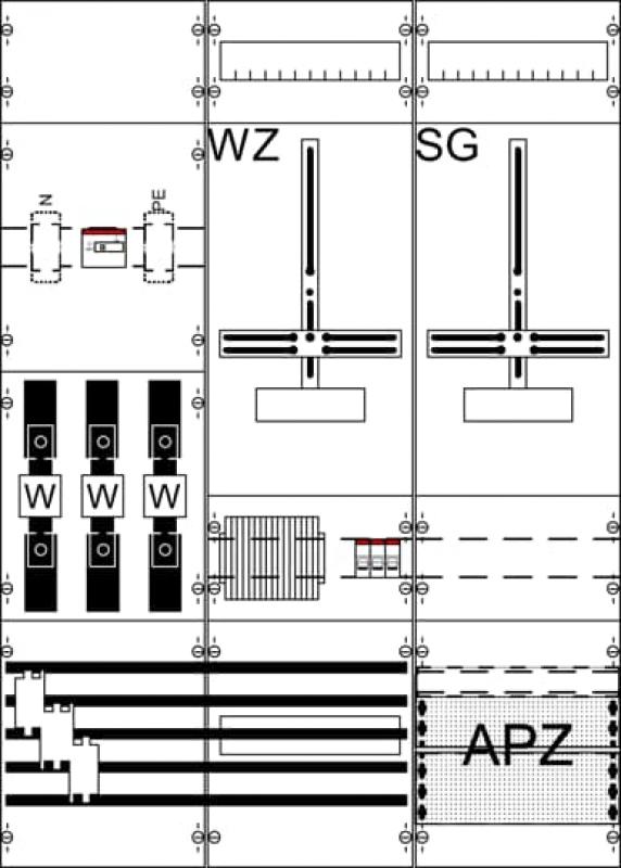 ABB STRIEBEL & JOHN WF37KK21 7RE 3FB, Komplettfeld nach VDE-AR-N 4100:2026-04, In 100 A, Dreipunktbefestigung
