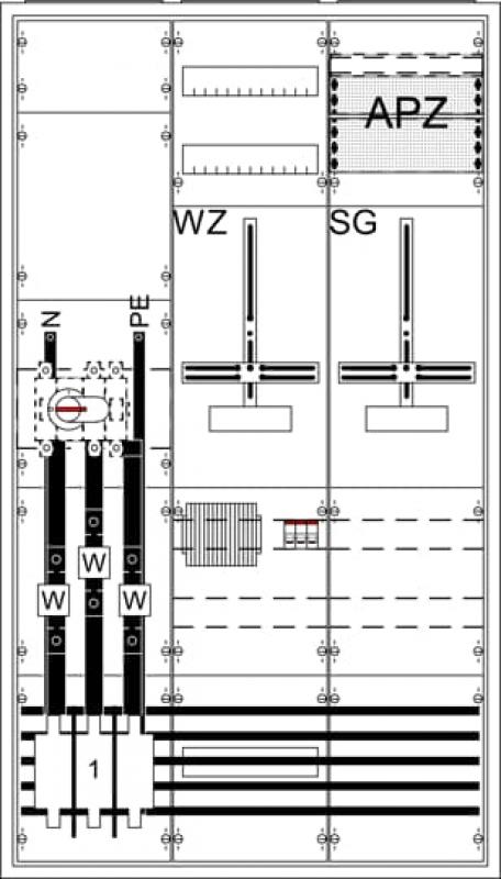 ABB STRIEBEL & JOHN WA39KK41 9RE 3FB, Komplettschrank nach VDE-AR-N 4100:2026-04, In 200 A, DPB